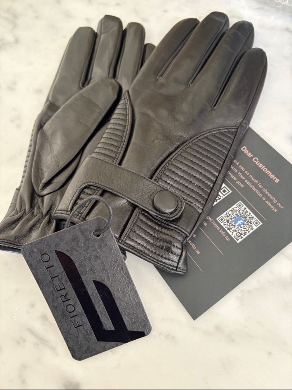Fioretto Sheepskin Leather Driving Gloves with Cashmere-wool Blend Lining